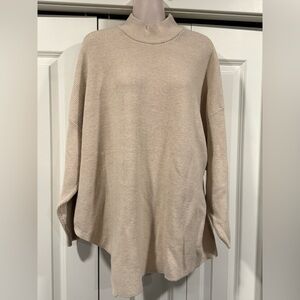 Ophelia Roe oatmeal mock neck sweater handkerchief hem 2X